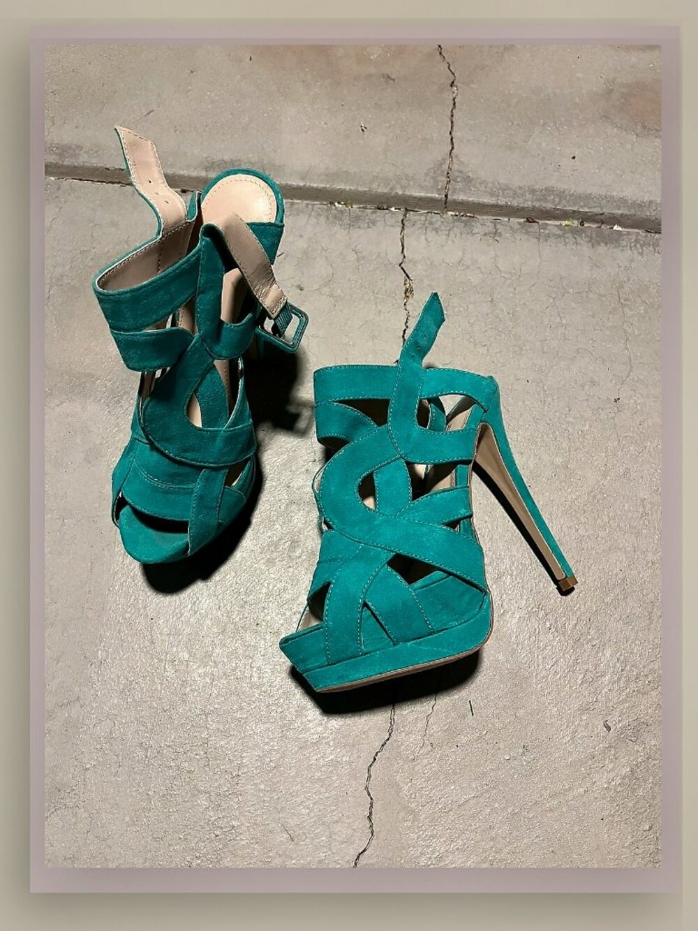 JustFab Teal Strappy Heels | Women’s 8